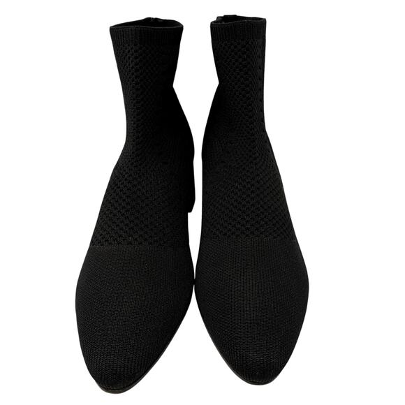 Eileen Fisher Black Knit Sock Booties Women’s 9.5 Heeled Ankle Boots Minimalist - Picture 3 of 10